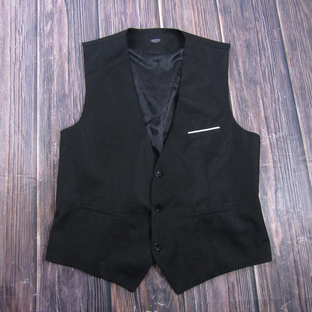 Suit Vest‎ Coofandy Mens M Black Polyester 3 Piece Belted Formal Waistcoat